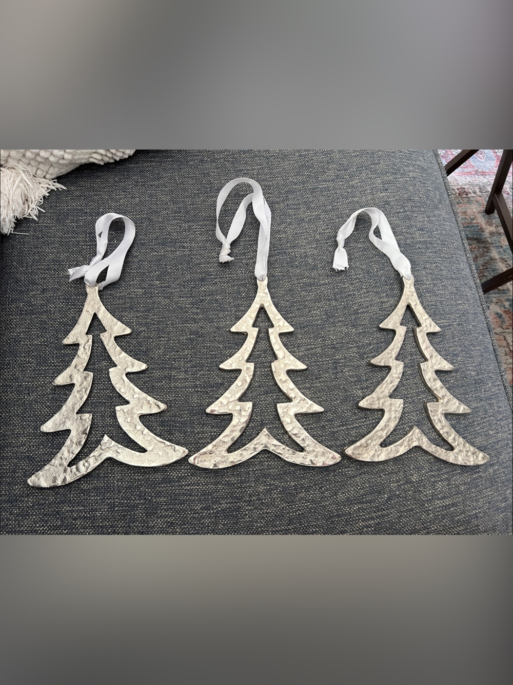 Silver Tree-Shaped Hanging Wall Decor - Set of 3